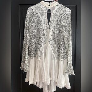 Free People Black and White Lace Top/Mini Dress